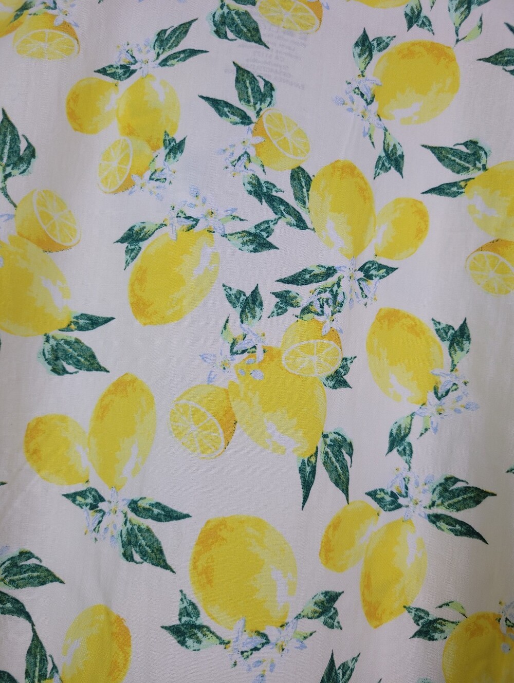 George XXL Lemon Print Cotton Dress NWT Yellow White Puff Sleeve - Picture 7 of 8